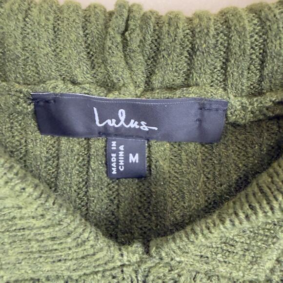 Lulus Snuggly Olive Green Hooded Mini Sweater Dress Size M Cozy - Picture 6 of 9